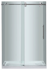 Langham 48"x77.5" Completely Frameless Sliding Shower Door, Chrome, Right Base