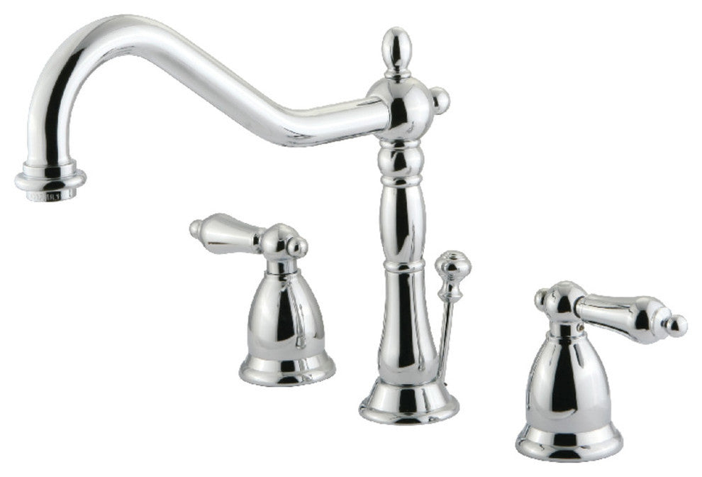Kingston Brass Widespread Bathroom Faucet With Brass Pop-Up, Polished Chrome