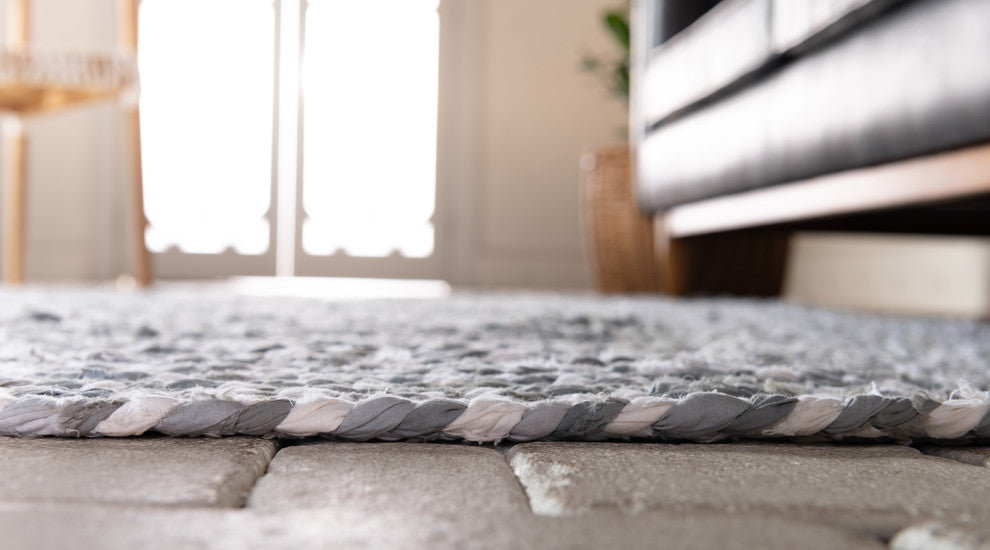 Unique Loom Gray Braided Chindi 6' Runner Rug