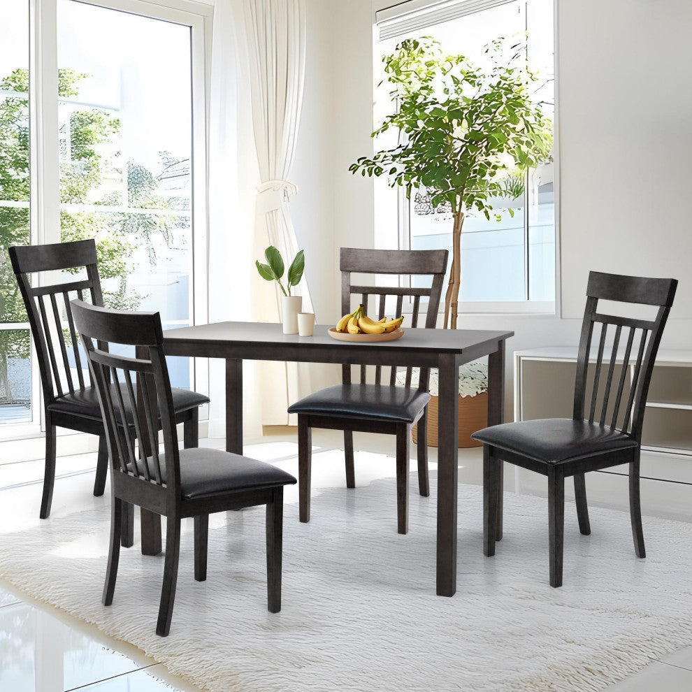 Set of 4 Classic Style Solid Wood Warm Dining Chairs, Espresso/Pu Leather