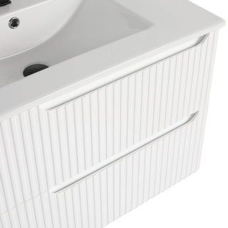 Citiscape Bath Vanity, Textured Drawer Fronts Sink Included, White, 30"
