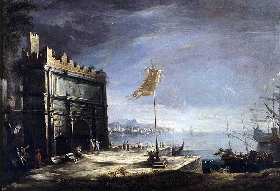 Antonio Stom Capriccio of a Port Scene With a Classical Arch Wall Decal