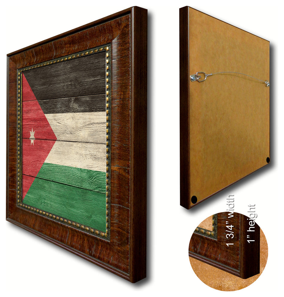 Jordan Country Textured Flag Print With Brown Gold Frame, 15"X21"