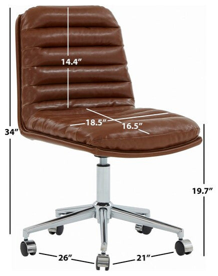 Safavieh Couture Decolin Swivel Desk Chair Brown / Silver