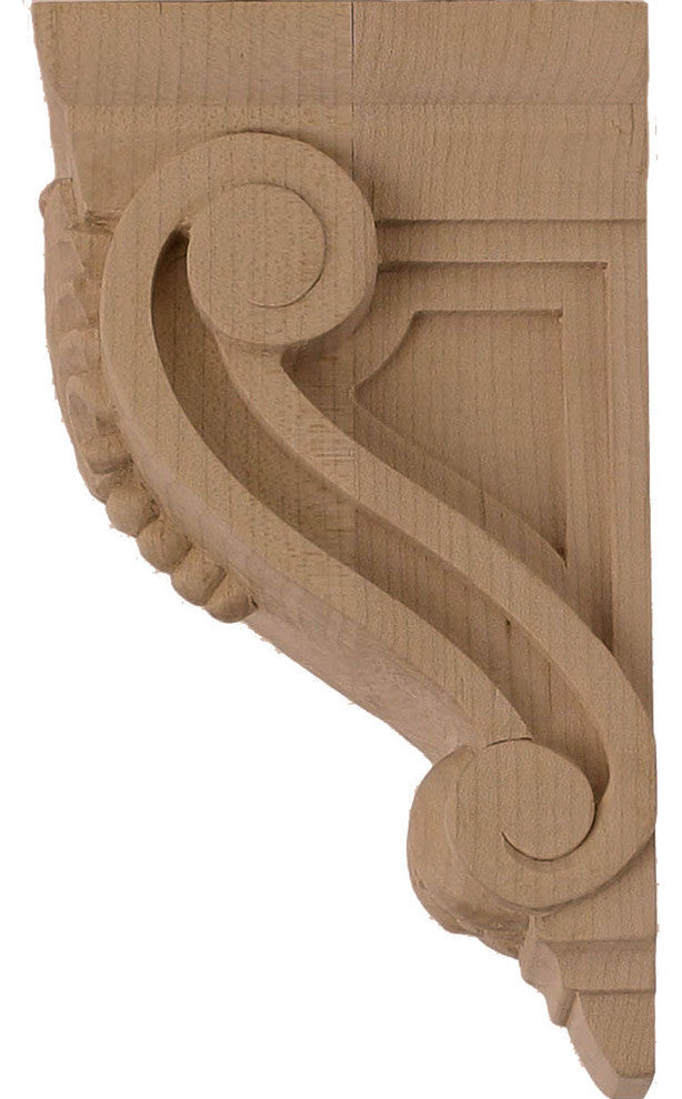 2 5/8"W x 3 3/4"D x 6 5/8"H Small Fig Leaf Corbel, Alder