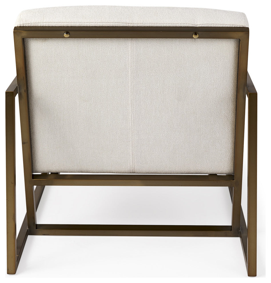 Geo Modern Cream and Gold Accent or Side Chair