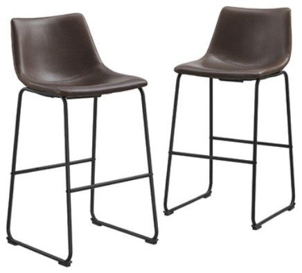 Lorenzo Bar Stools Brown Faux Leather, Set of 2