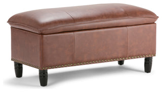 Emily Storage Ottoman, Velvet Fabric, Cognac