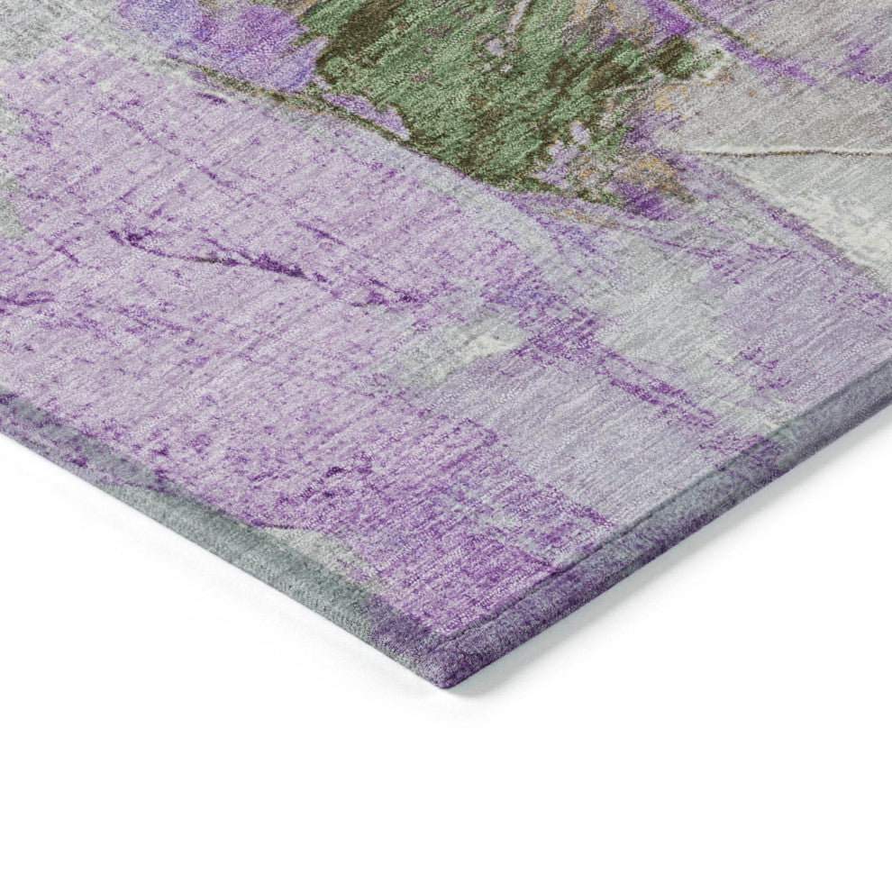 Machine Washable Indoor/Outdoor Chantille ACN1914 Purple 8' x 8' Round Rug