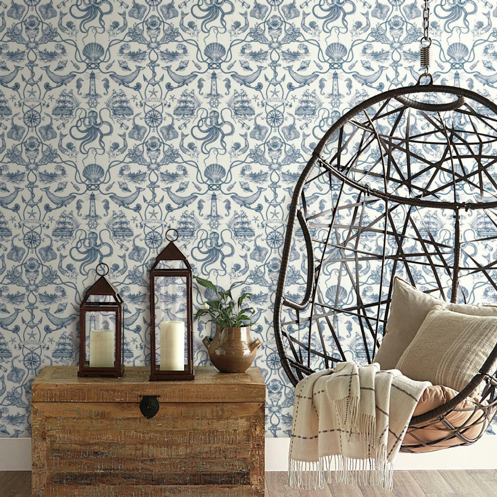 Deep Sea Toile Peel & Stick Wallpaper