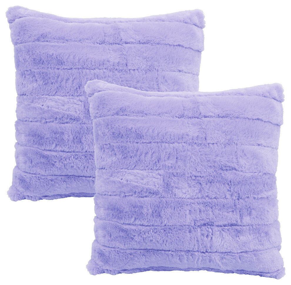 Rabbit Faux Fur Throw Blanket With 2 Pillows, Paisley Purple