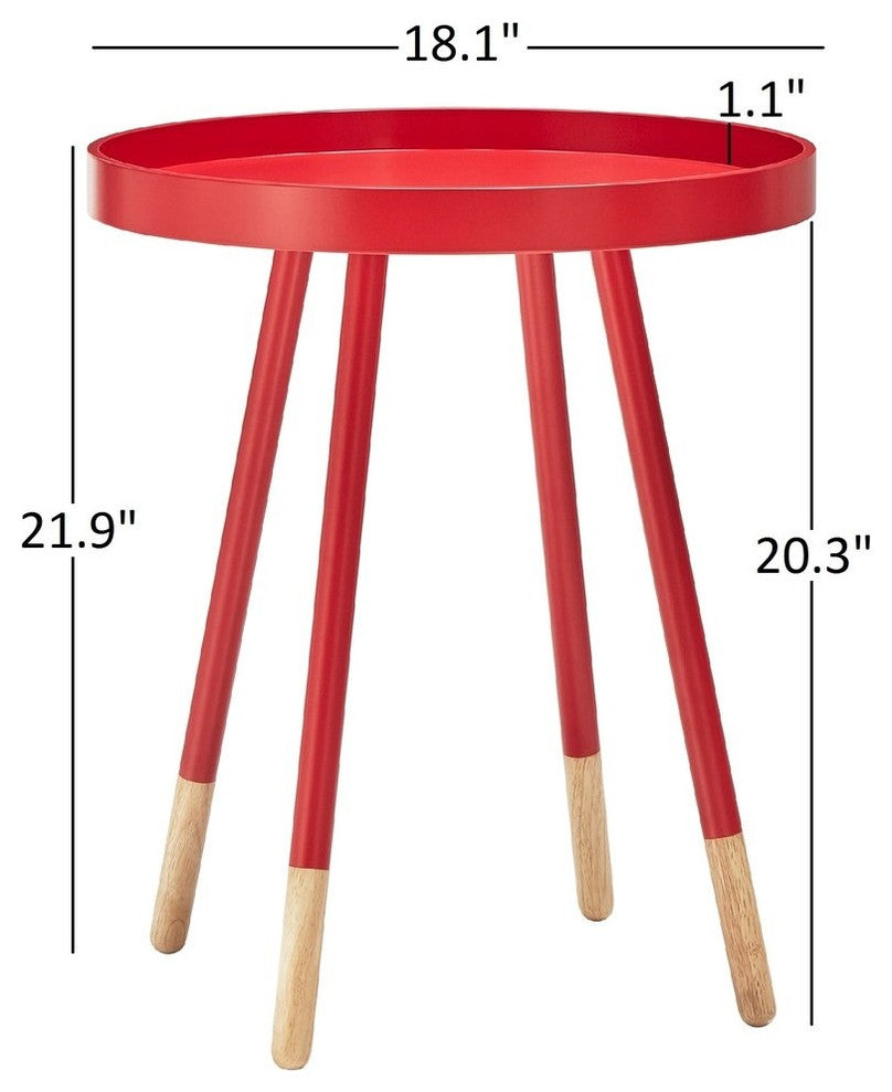Zoe Retro, Mid Century Modern Tray Top Side Table, Red