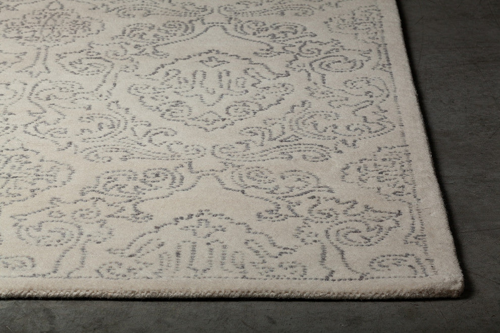 Hailee Hand-Tufted Contemporary Rug, Ivory/Gray, Rectangular 7'9x10'6