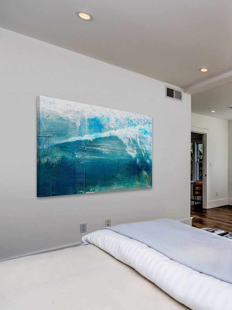 "White Splashing Surf" Painting Print on Wrapped Canvas, 36"x24"