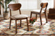 Eurah Mid-Century Modern Upholstered Dining Chair, Set of 2, Sand/Walnut Brown