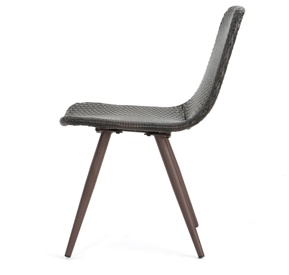 GDF Studio Gilda Outdoor Multi-Brown Wicker Dining Chairs, Set of 4