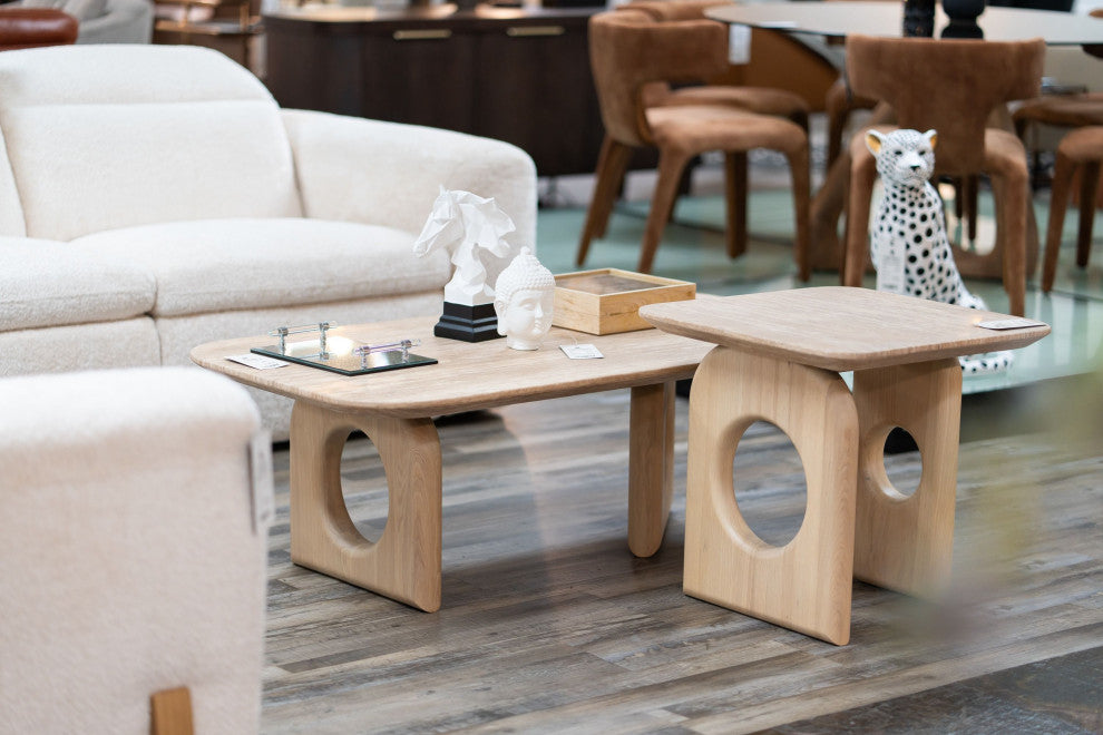 Nova Domus Osaka Faux Marble + Natural Ash Coffee Table