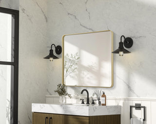 Home Living Contour Metal Rectangle Mirror 36x40, Brass