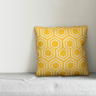 "Lemon Hexagons" Outdoor Throw Pillow, 18"x18"