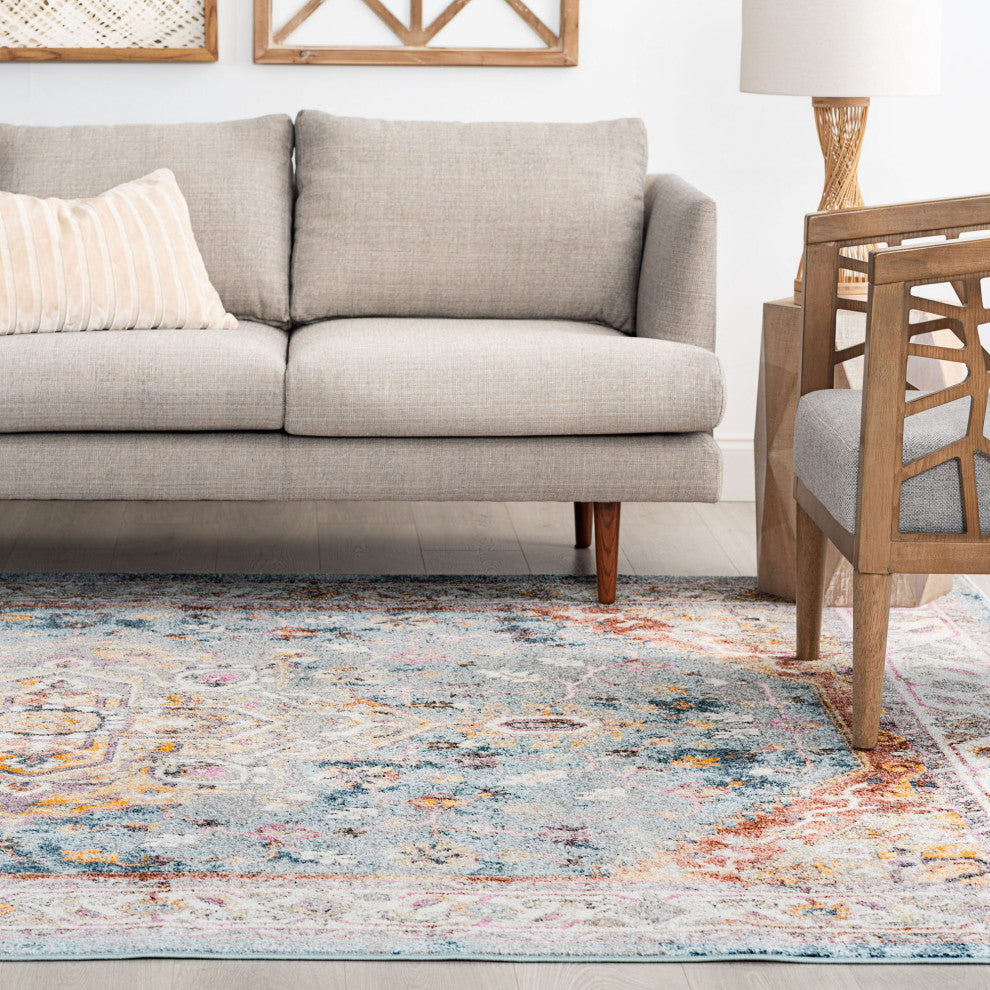 Kinsley Traditional Oriental Denim Rectangle Area Rug, 10'6''x14'6''