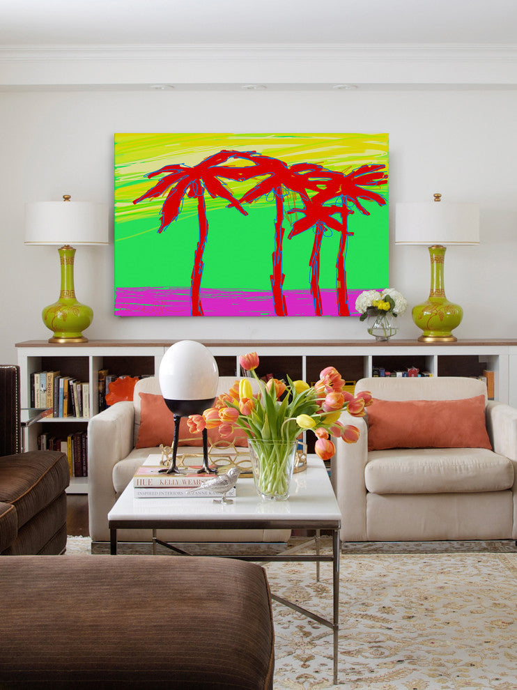 Marmont Hill, "California Palms 2" by Arthur Pina Print on Wrapped Canvas, 18x12