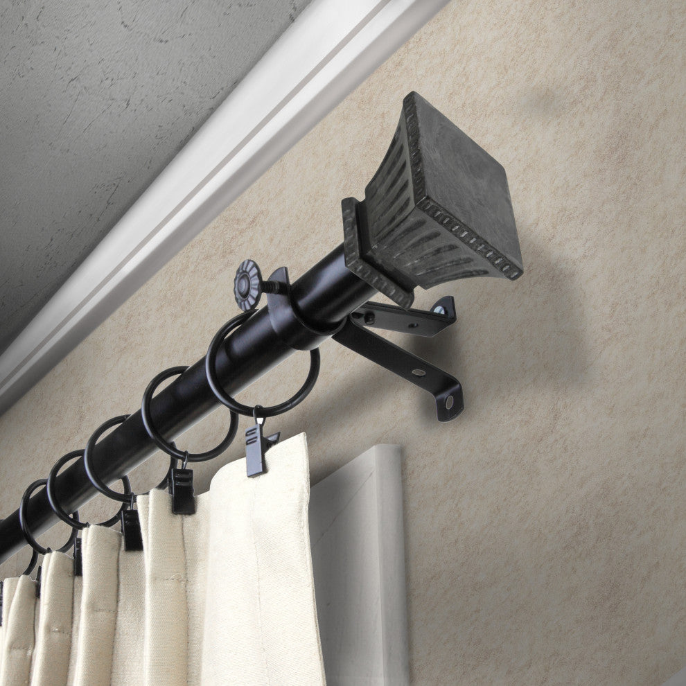 Aldo 13/16 inch dia. Curtain Rod, Black, 66-120"