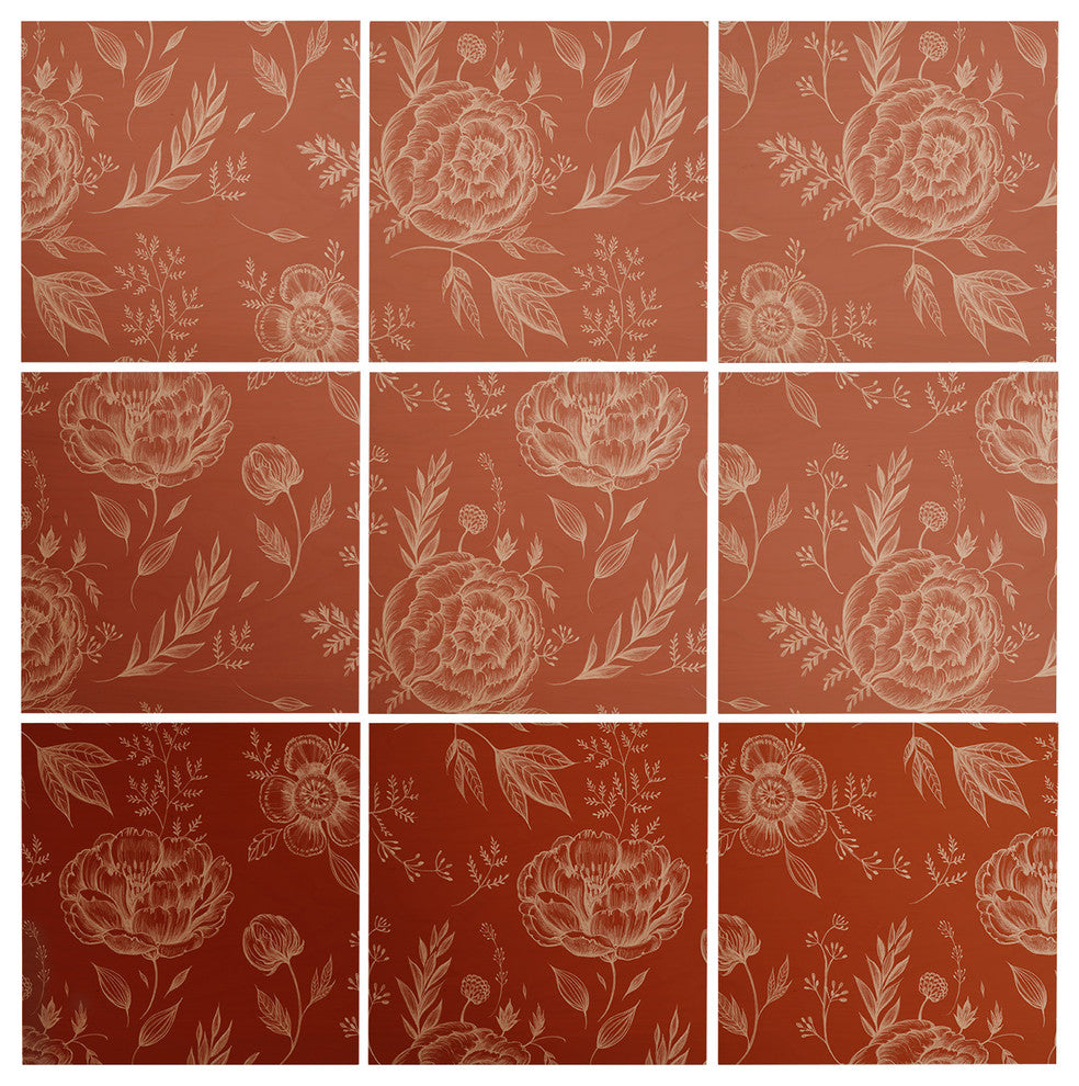 Deny Designs Pimlada Phuapradit Sienna Floral Linework Wood Wall Mural, 4'x4'