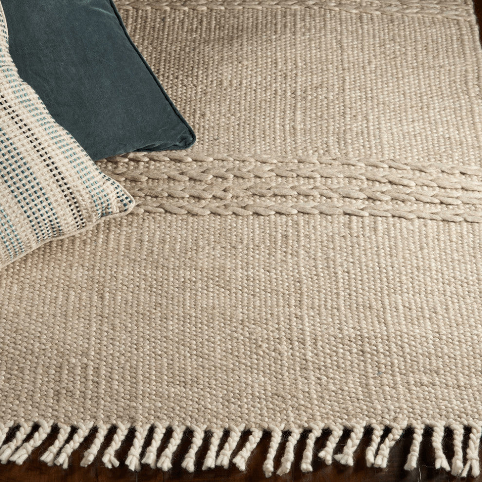 7' X 9'  Wool Natural Area Rug