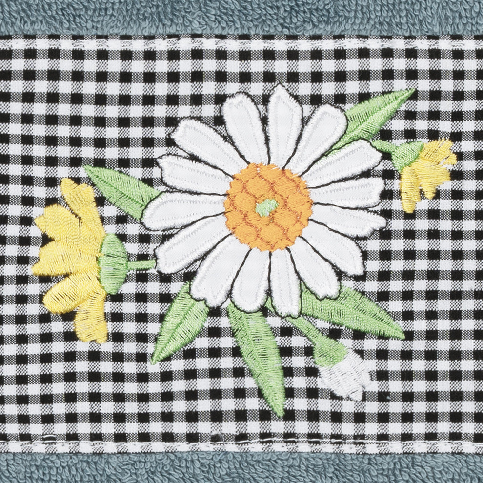 Linum Home Textiles Turkish Cotton Daisy 3-Piece Embellished Towel Set, Teal