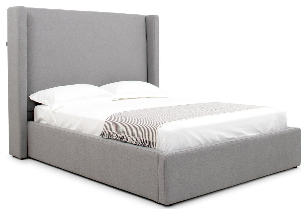 Modrest Byrne Modern Grey Fabric Bed, Queen
