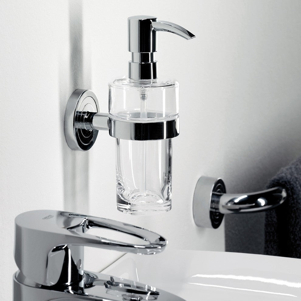 Wall Mounted Clear Crystal Glass Soap Dispenser, Polo 0721.001.01