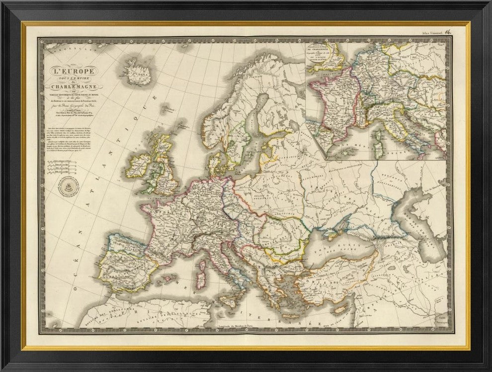 "L''Europe sous l''Empire de Charlemagne, 1826"  by Adrien Hubert Brue, 40x30"