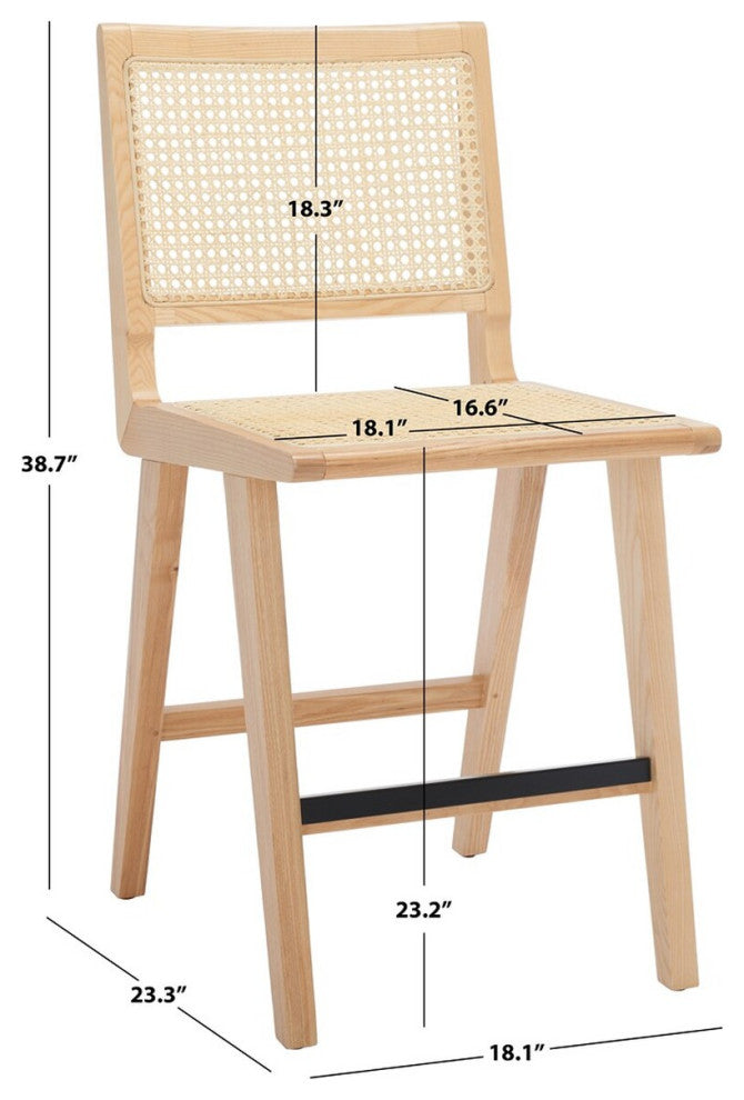 Safavieh Couture Hattie French Cane Counter Stool, Natural