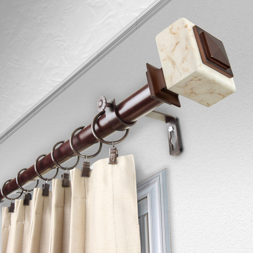 Aubree 1" Diameter Curtain Rod, Bronze, 120-170"