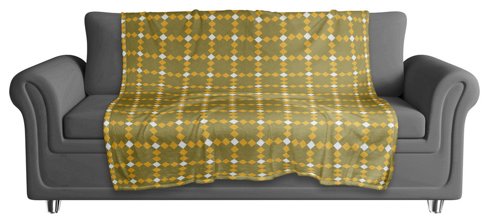 Yellow Check Plaid Fleece Blanket
