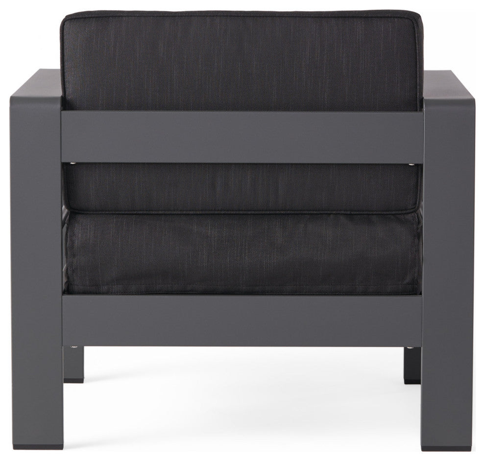 Crested Bay Indoor/Outdoor Aluminum Club Chair, Gray/Dark Gray, Fabric Cushion