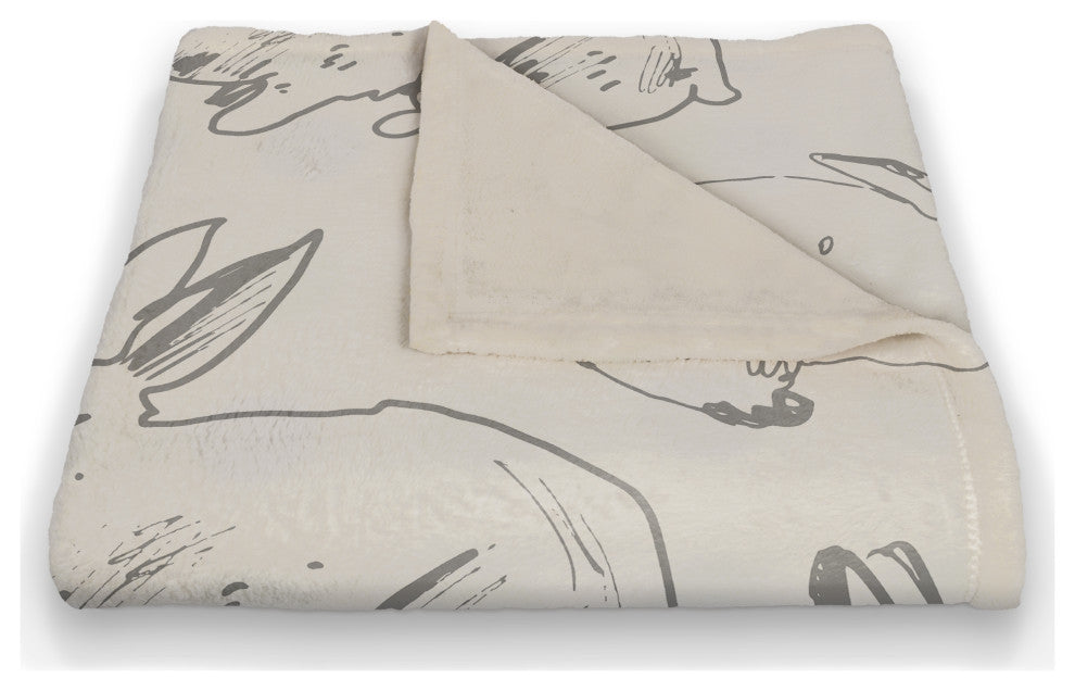 Gray Bunny Sketch 30x40 Coral Fleece Blanket