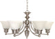 Empire 6 Light - 26" Chandelier Alabaster Glass Bell Shades