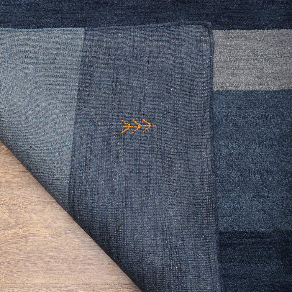 HAND KNOTTED LOOM WOOL ECO-FRIENDLY AREA RUGS-Rectangle,Blue,Contemporary, [Rectangle] 6'x9'
