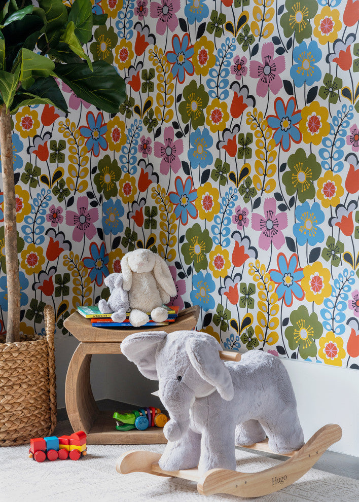Funky Floral in Bright Colors Wallpaper, Sample