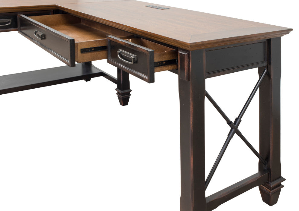 Hartford Wood Open L-Desk and Return