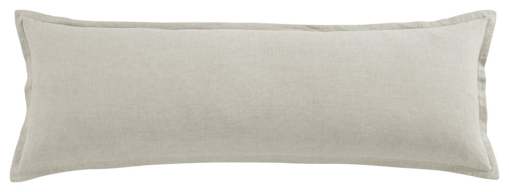 100% French Flax Linen Long Lumbar Pillow, 14" x 42", Natural, 1PC