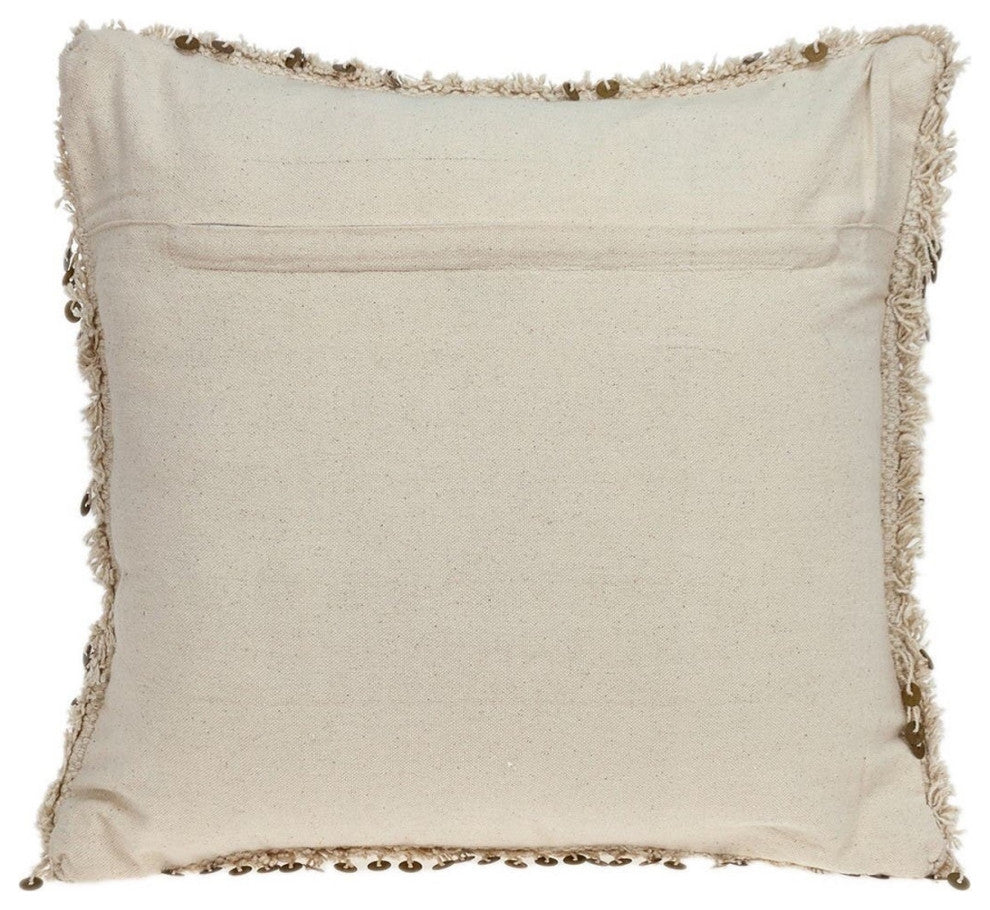 Boho Woven Shaggy Sequin Throw Pillow