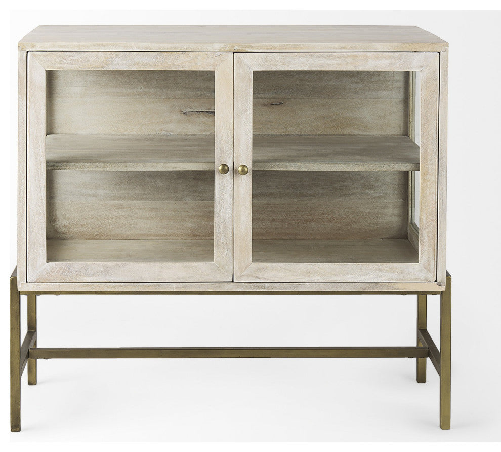 Rustic White Two Door Shadowbox Cabinet