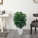 3' Bamboo Palm Artificial Plant, White Metal Planter