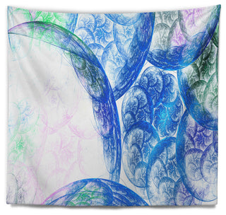 Blue White Dramatic Clouds Abstract Wall Tapestry, 60"x50"