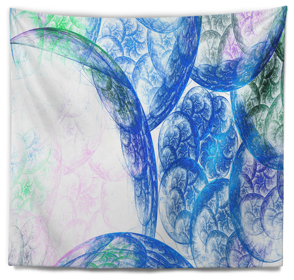 Blue White Dramatic Clouds Abstract Wall Tapestry, 60"x50"