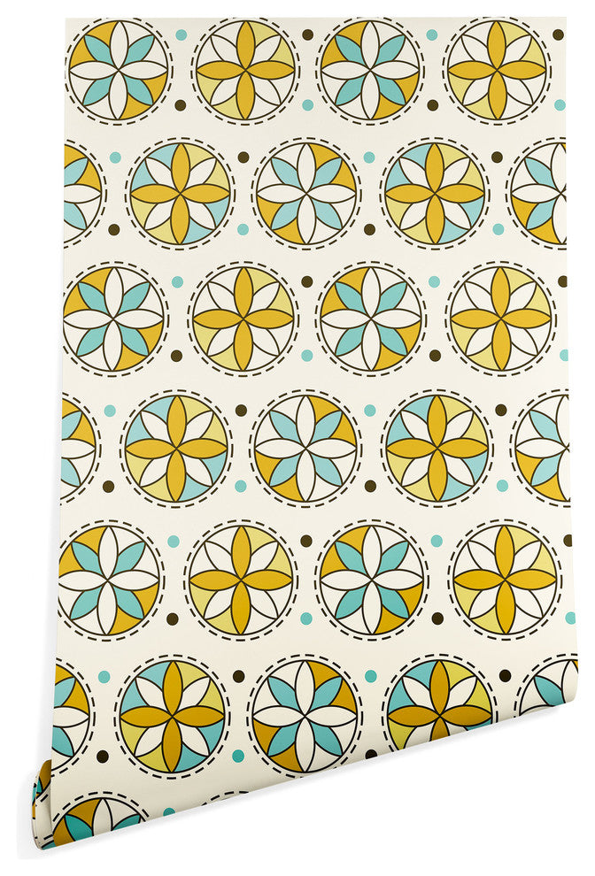 Deny Designs Heather Dutton Cartwheel Wallpaper, Yellow, 2'x10'