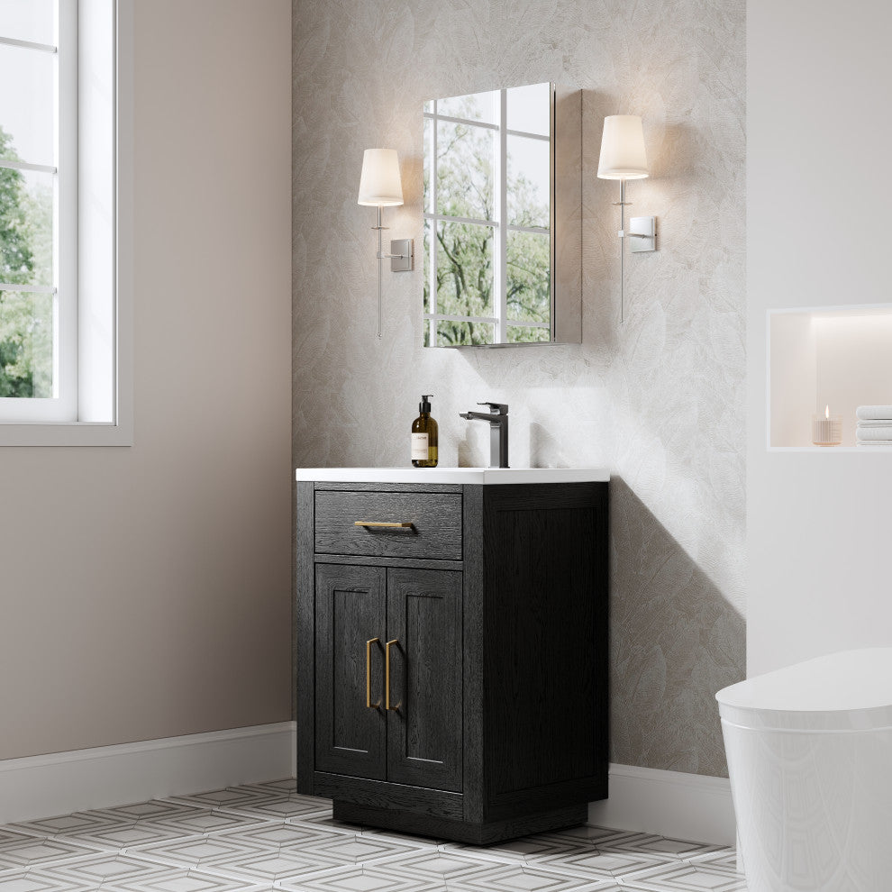 Recessed/Surface Mount Bathroom Medicine Cabinet, Soft-Close Blum Hinges, Left Swing, 16"x24"
