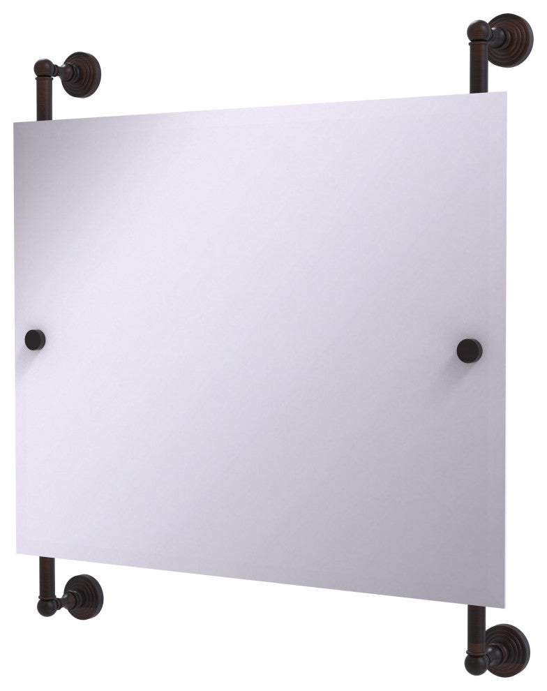 Waverly Place Landscape Frameless Rail Mounted Mirror, Venetian Bronze